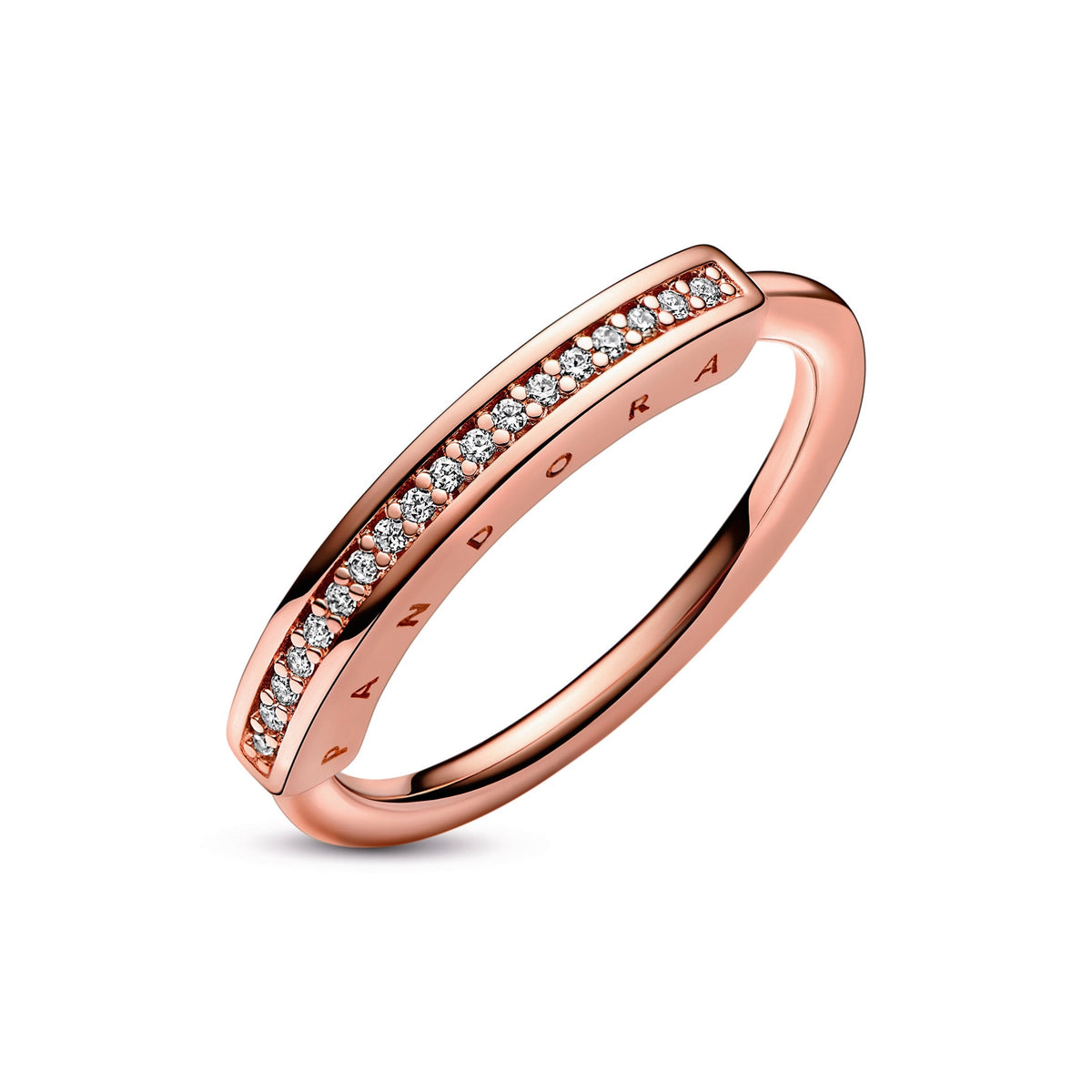 Ring – 14k Rose Gold-Plated – Pandora Signature I-D Pavé