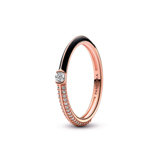 Ring – 14k Rose Gold-Plated – Pandora ME Pavé & Black Dual