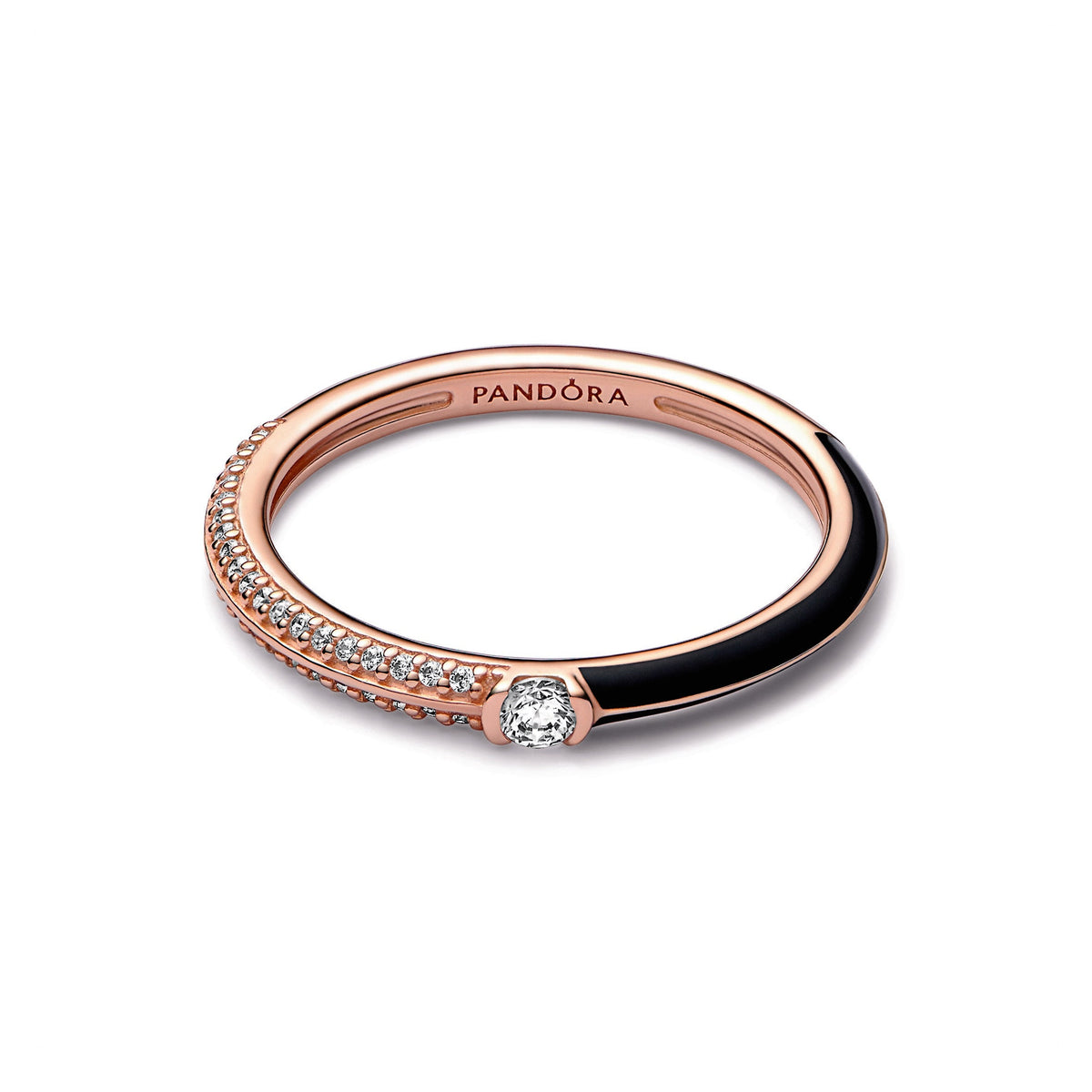 Ring – 14k Rose Gold-Plated – Pandora ME Pavé & Black Dual