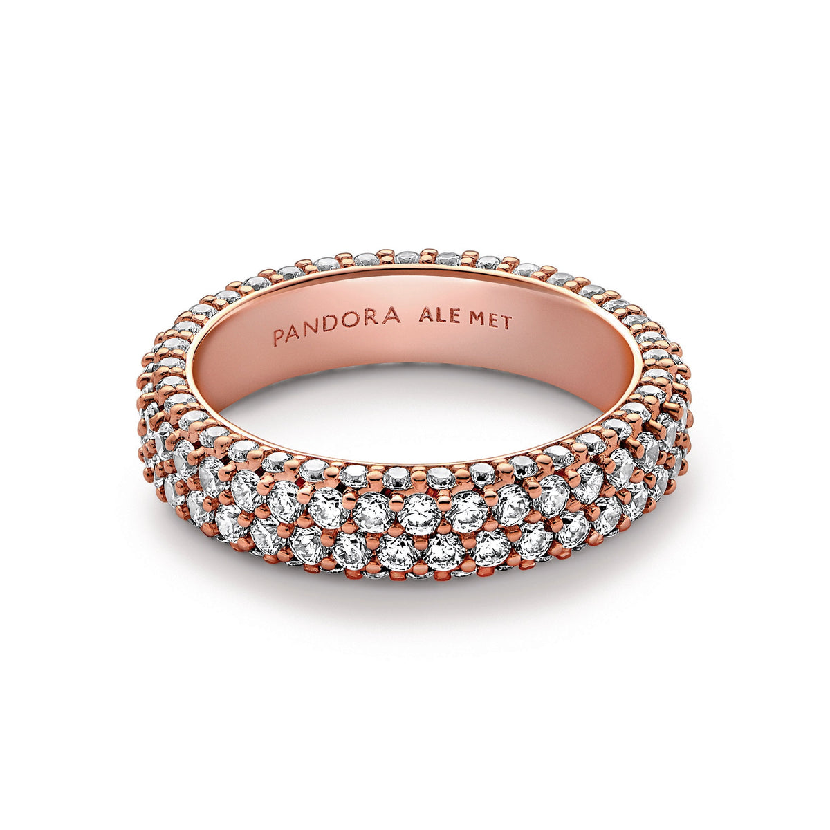 Ring – 14k Rose Gold-Plated – Pandora Timeless Pavé Double-row