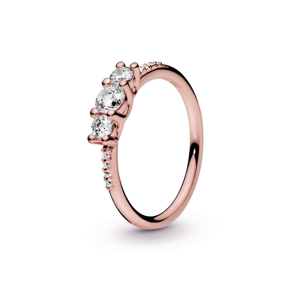 Ring – 14k Rose Gold-Plated – Clear Three-Stone