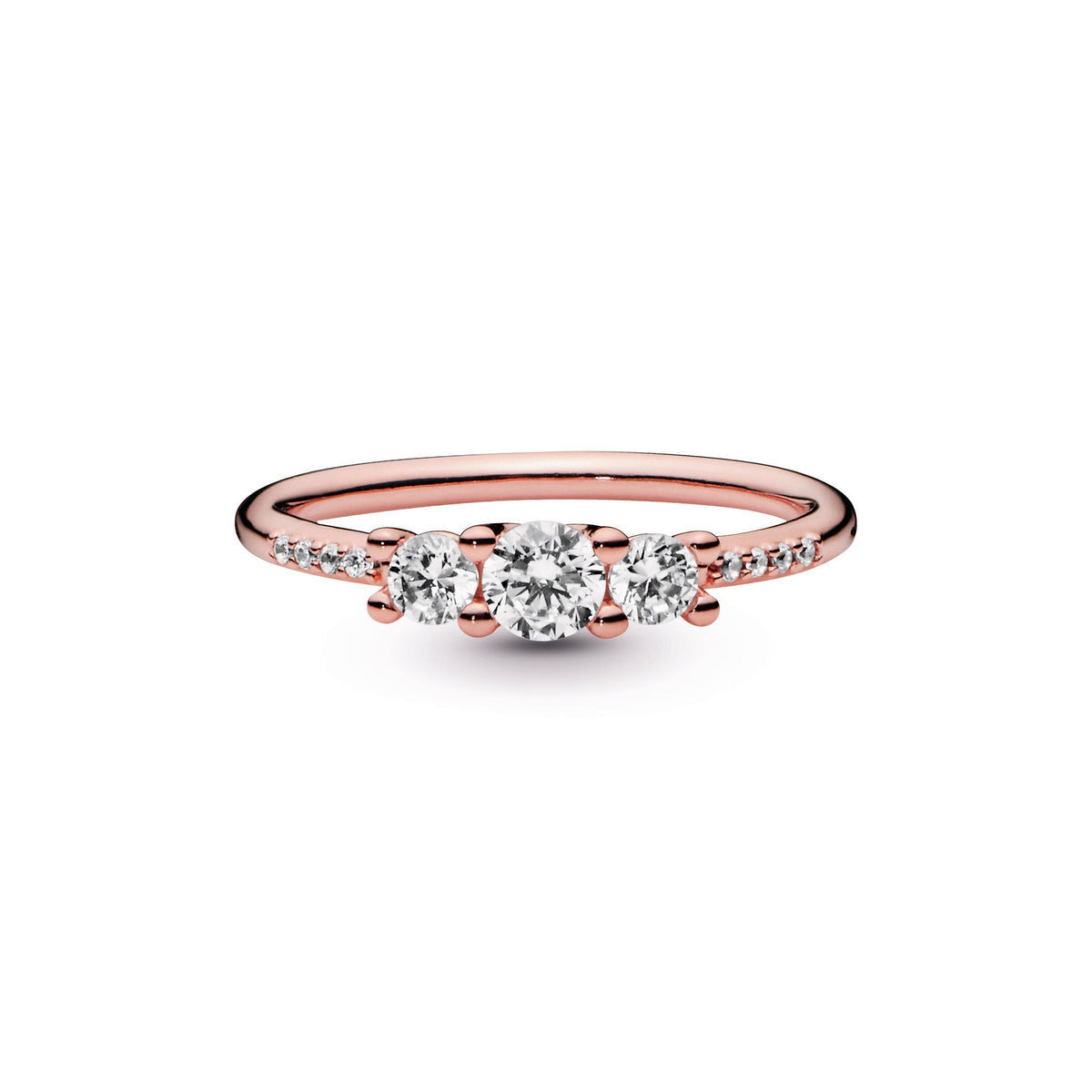 Ring – 14k Rose Gold-Plated – Clear Three-Stone