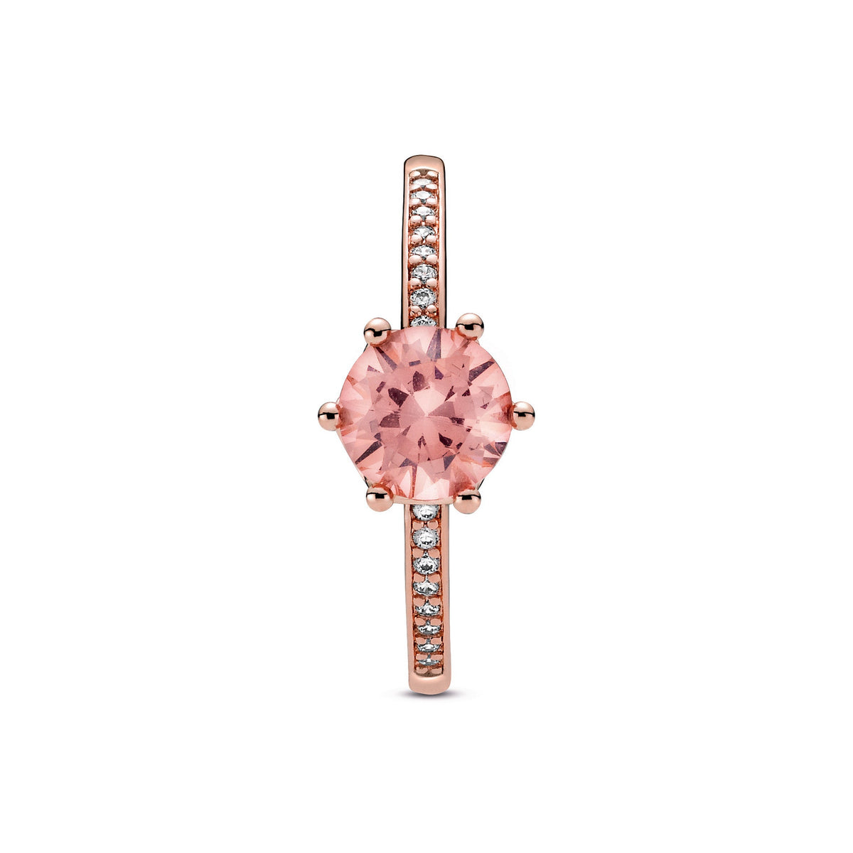 Ring – 14k Rose Gold-Plated – Pink Sparkling Crown Solitaire