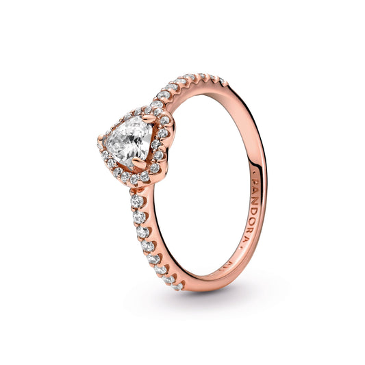Ring – 14k Rose Gold-Plated – Sparkling Elevated Heart