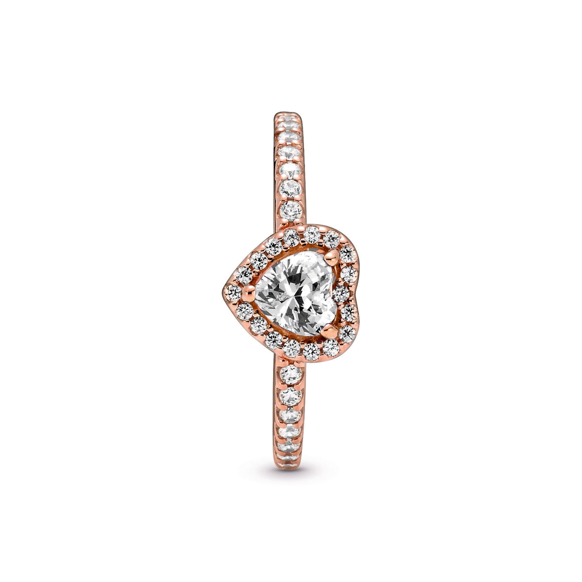 Ring – 14k Rose Gold-Plated – Sparkling Elevated Heart