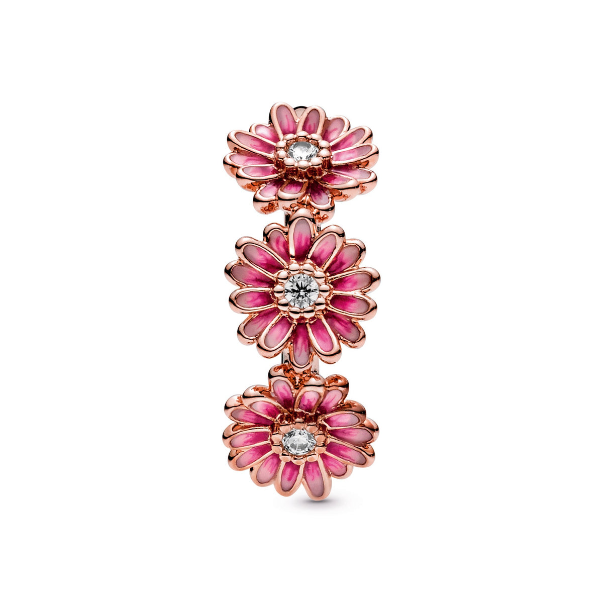 Ring – 14k Rose Gold-Plated – Pink Daisy Flower Trio