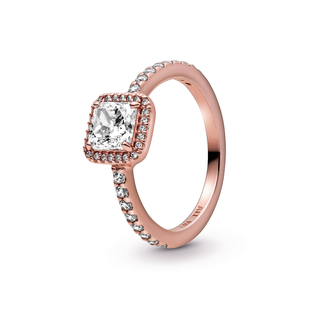 Ring – 14k Rose Gold-Plated – Square Sparkle Halo