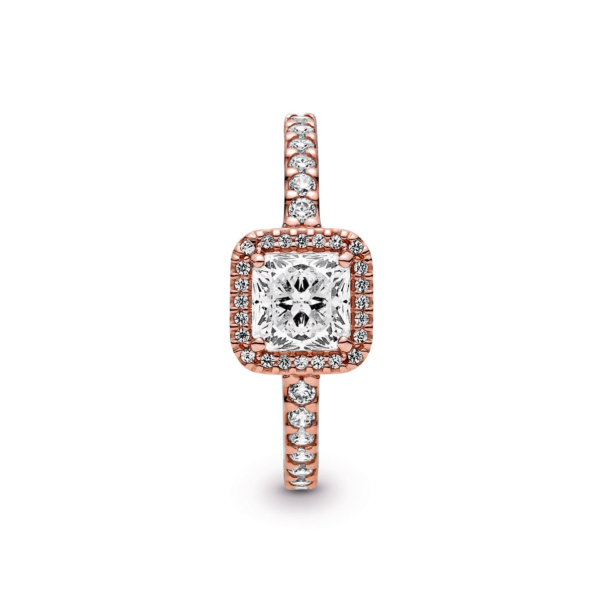 Ring – 14k Rose Gold-Plated – Square Sparkle Halo