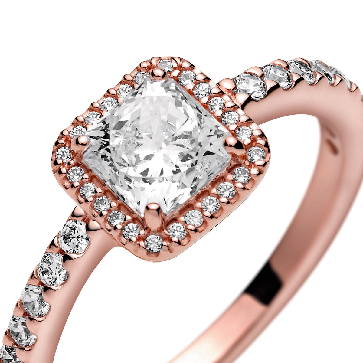 Ring – 14k Rose Gold-Plated – Square Sparkle Halo
