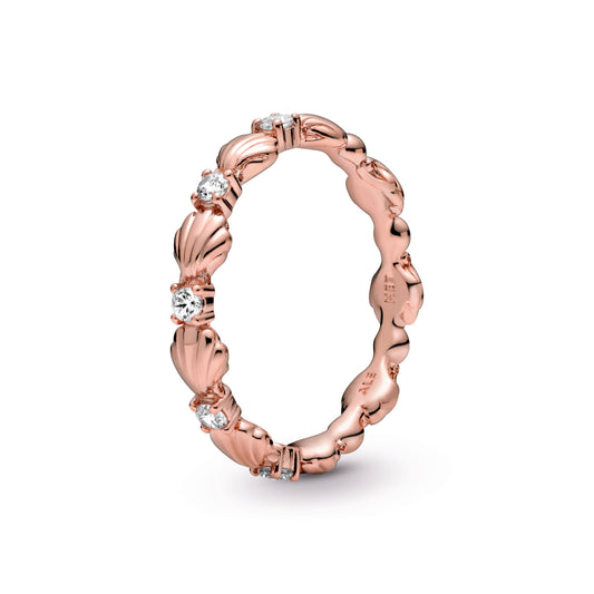 Ring – 14k Rose Gold-Plated – Sparkling Seashell Band
