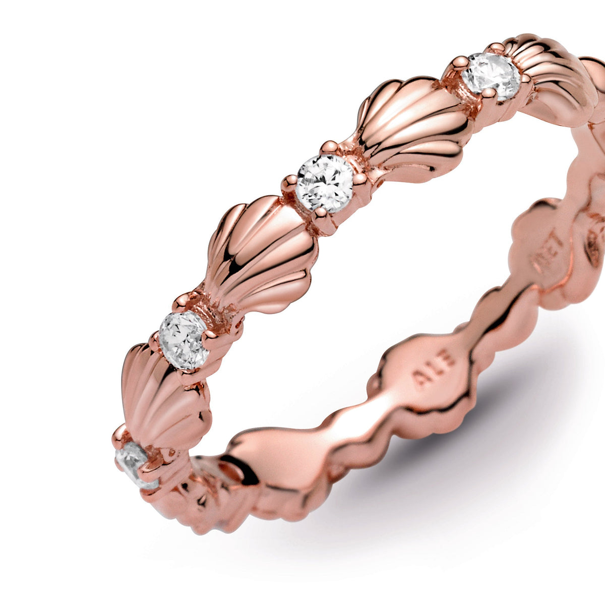 Ring – 14k Rose Gold-Plated – Sparkling Seashell Band