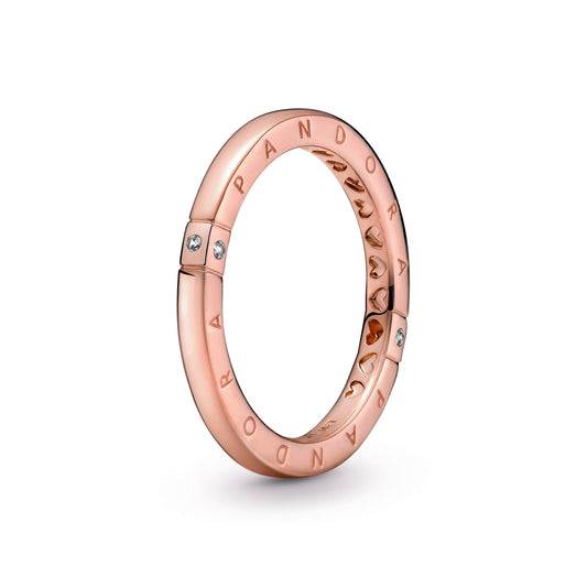 Ring – 14k Rose Gold-Plated – Logo & Hearts