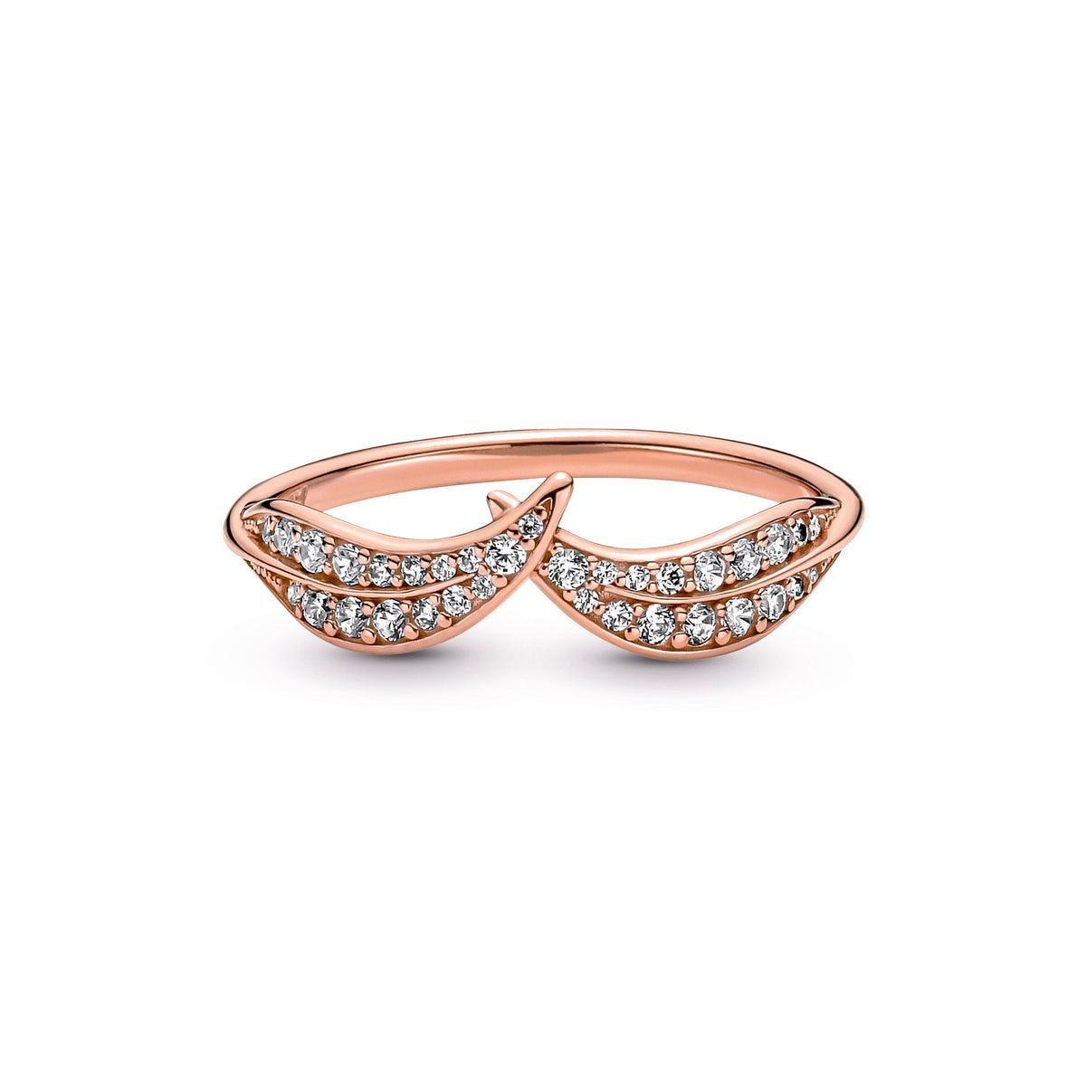 Ring – 14k Rose Gold-Plated – Sparkling Leaves