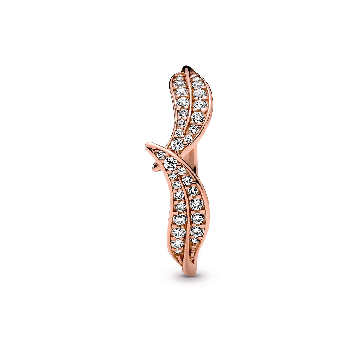 Ring – 14k Rose Gold-Plated – Sparkling Leaves