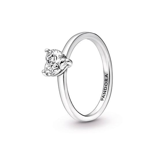 Ring – Sterling Silver – Sparkling Heart Solitaire