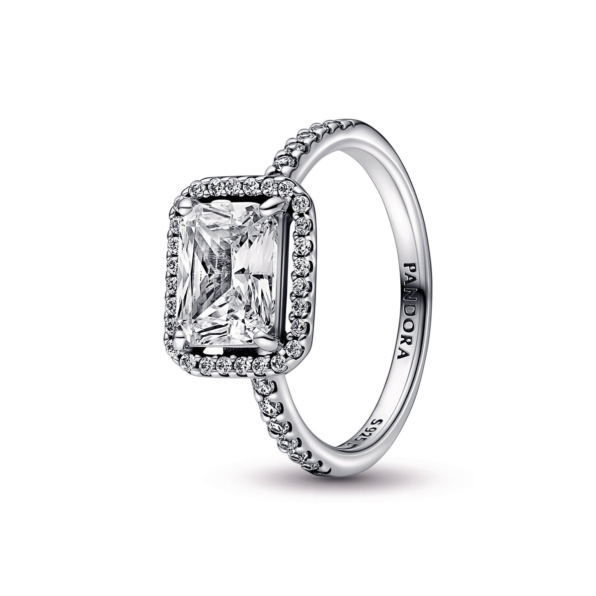 Ring – Sterling Silver – Rectangular Sparkling Halo