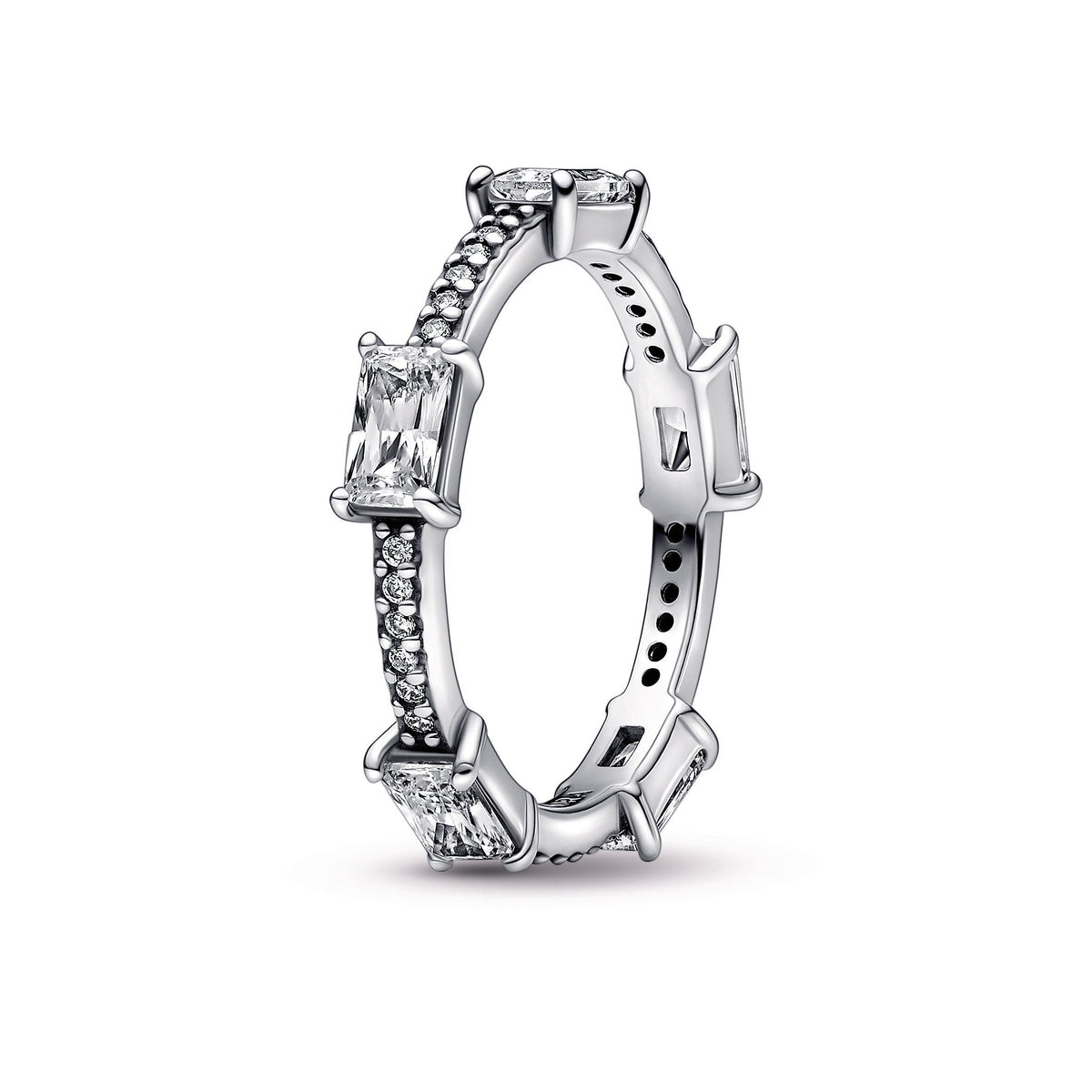 Ring – Sterling Silver – Rectangular Bars Sparkling Pavé
