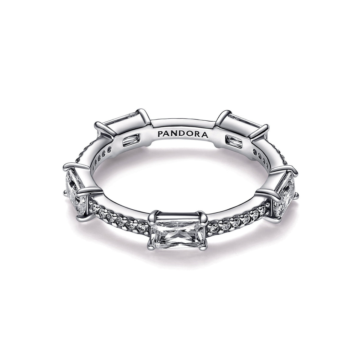 Ring – Sterling Silver – Rectangular Bars Sparkling Pavé