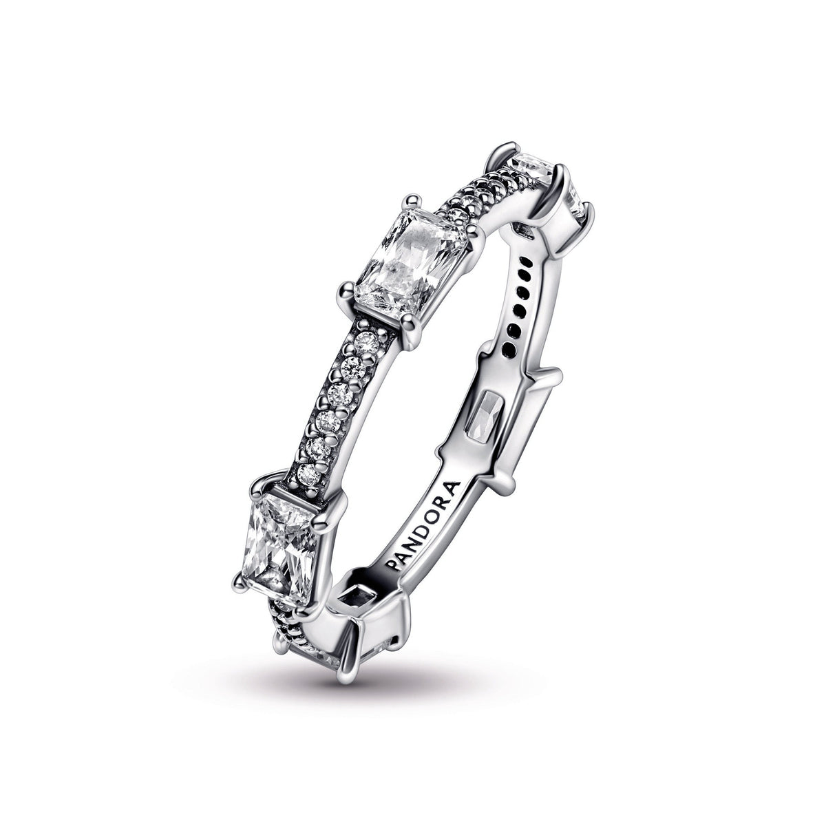 Ring – Sterling Silver – Rectangular Bars Sparkling Pavé