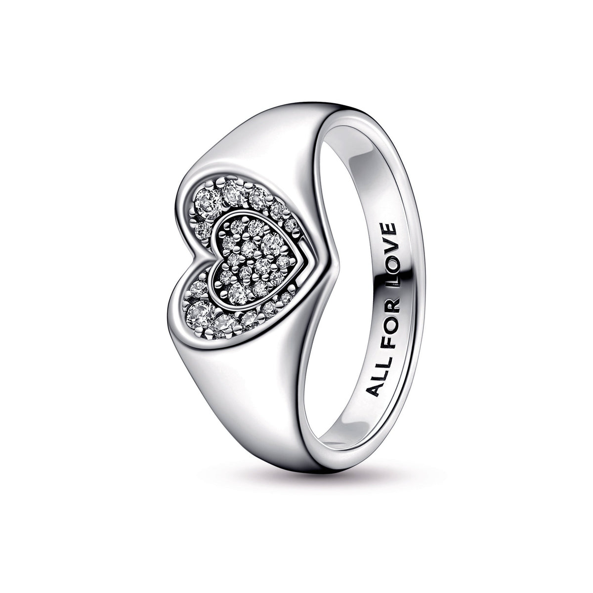 Ring – Sterling Silver – Radiant Heart Pavé Signet