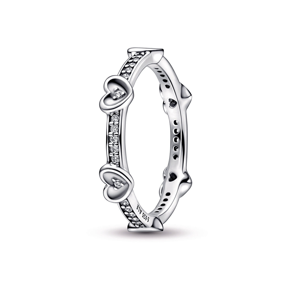 Ring – Sterling Silver – Radiant Sparkling Hearts