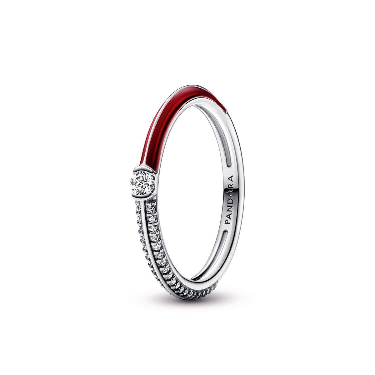 Ring – Sterling Silver – Pandora ME Pavé & Red Dual