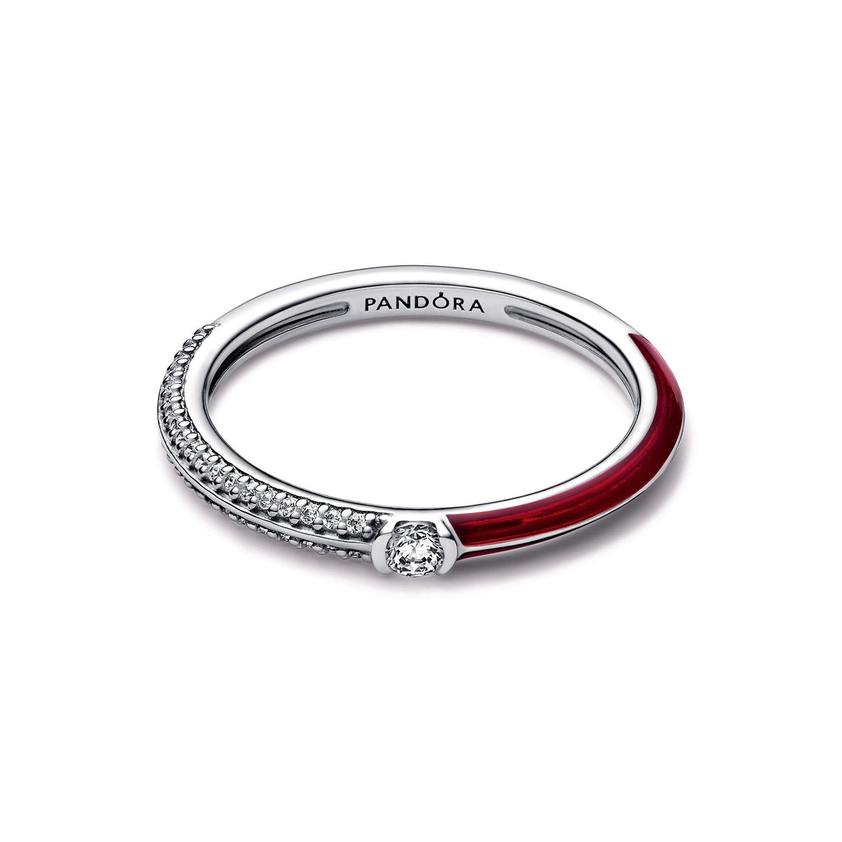 Ring – Sterling Silver – Pandora ME Pavé & Red Dual