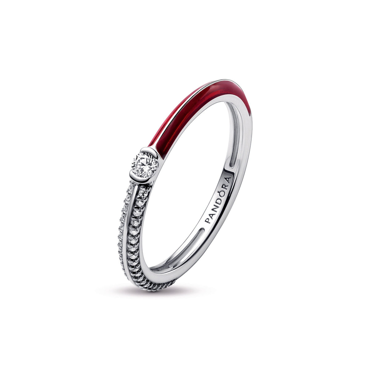 Ring – Sterling Silver – Pandora ME Pavé & Red Dual