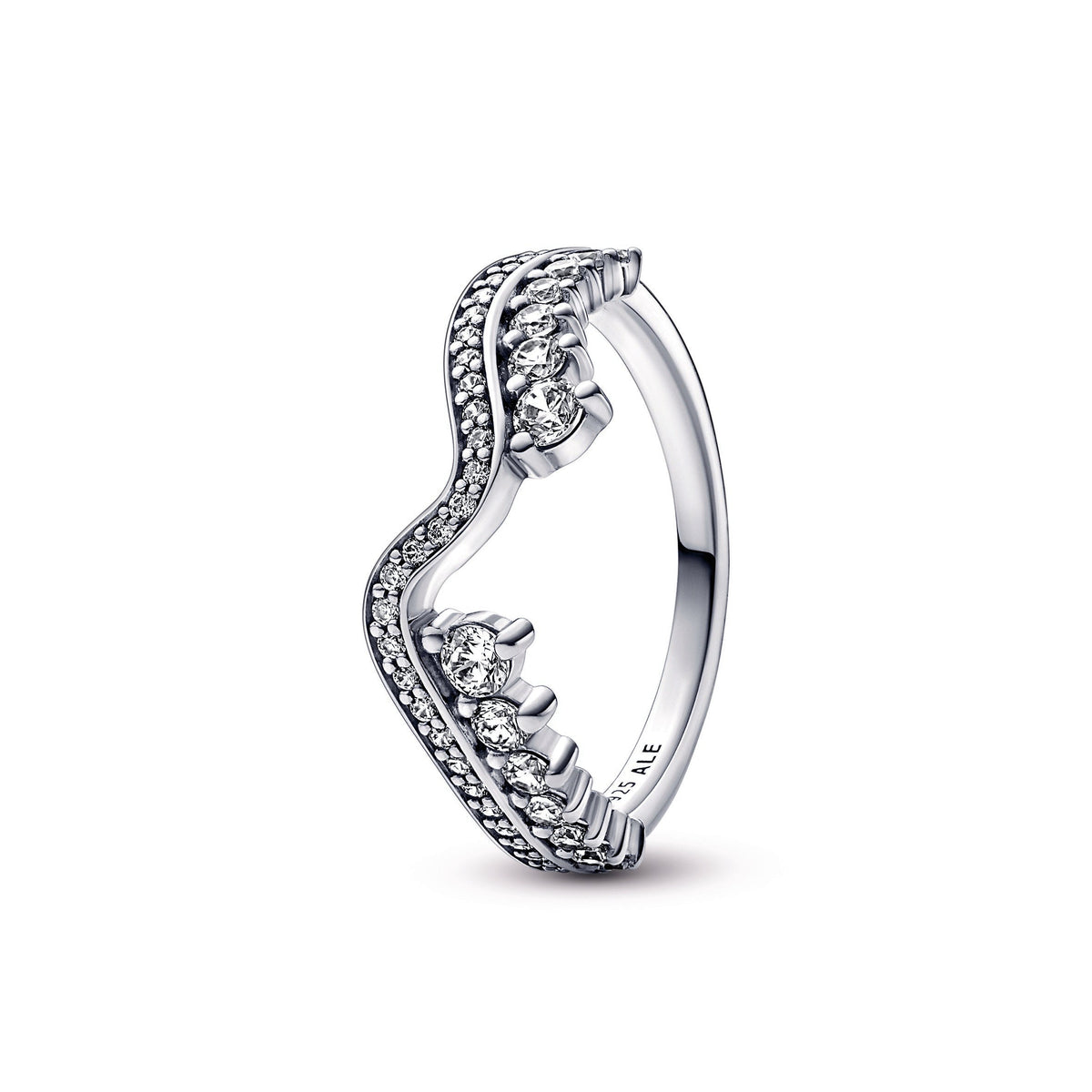 Ring – Sterling Silver – Sparkling Asymmetric Wave
