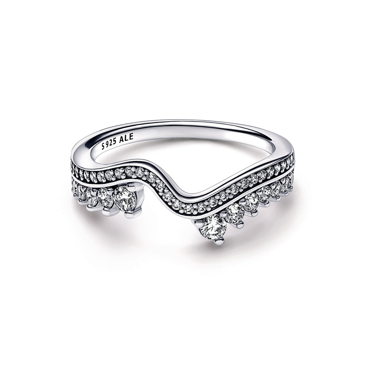 Ring – Sterling Silver – Sparkling Asymmetric Wave