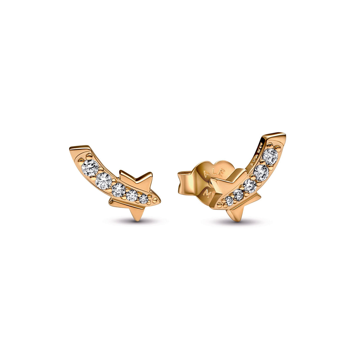 Stud Earrings – 14k Gold-Plated – Shooting Star Pavé