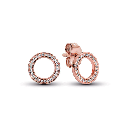 Stud Earrings – 14k Rose Gold-Plated – Sparkling Circle