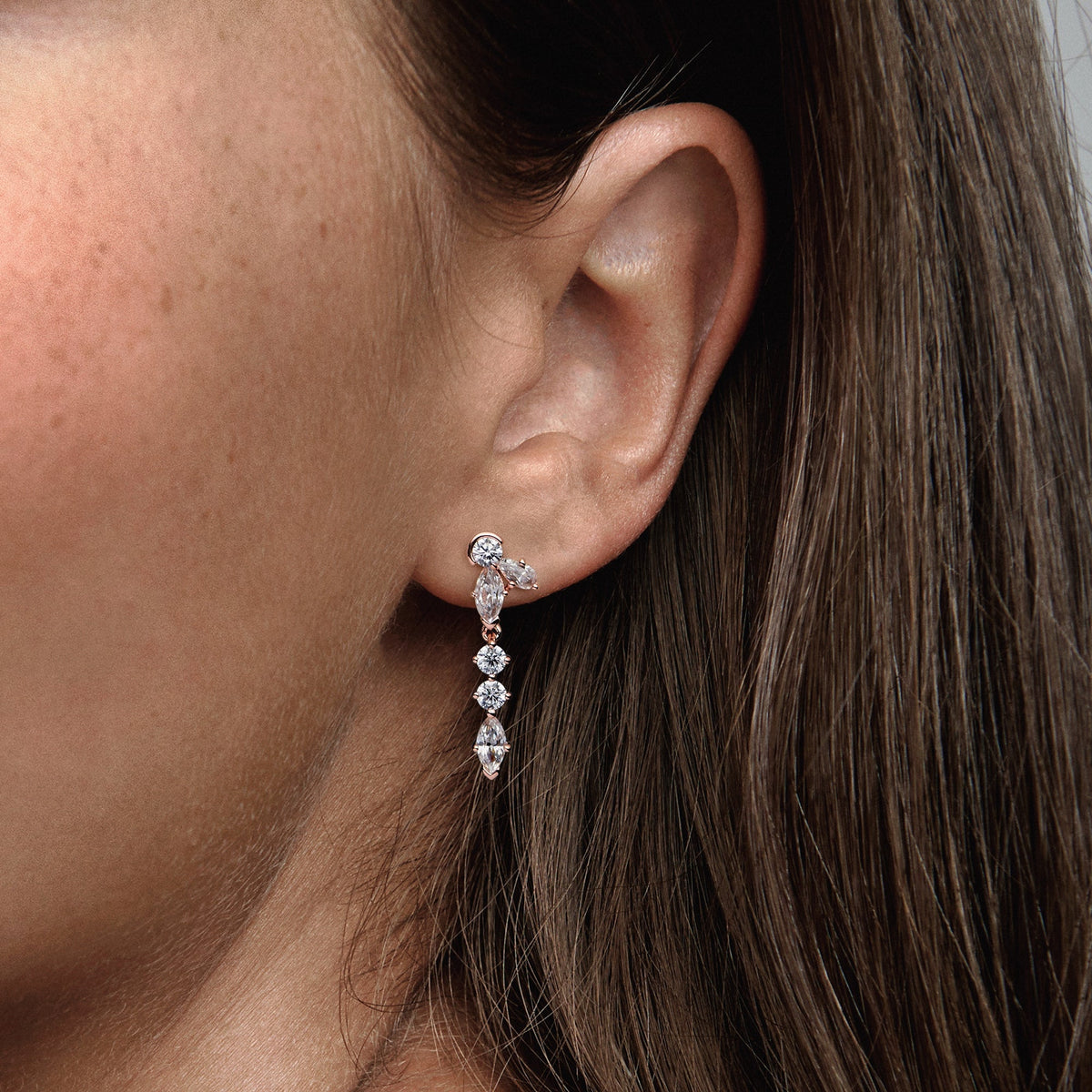 Drop Earrings – 14k Rose Gold-Plated – Sparkling Herbarium Cluster