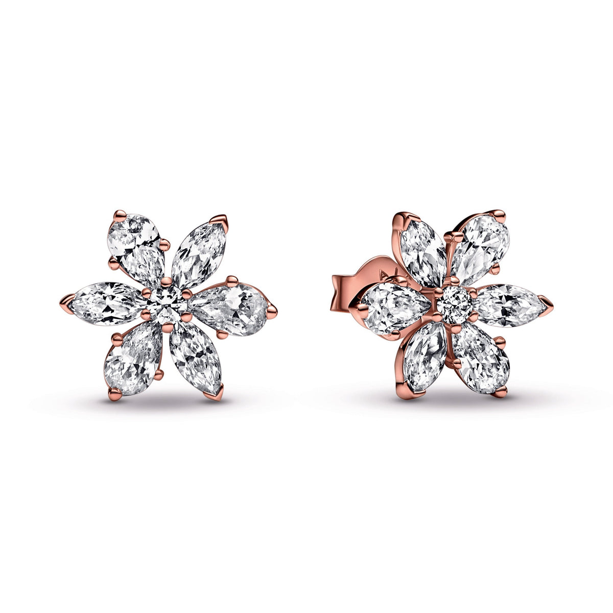 Stud Earrings – 14k Rose Gold-Plated – Sparkling Herbarium Cluster