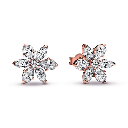 Stud Earrings – 14k Rose Gold-Plated – Sparkling Herbarium Cluster