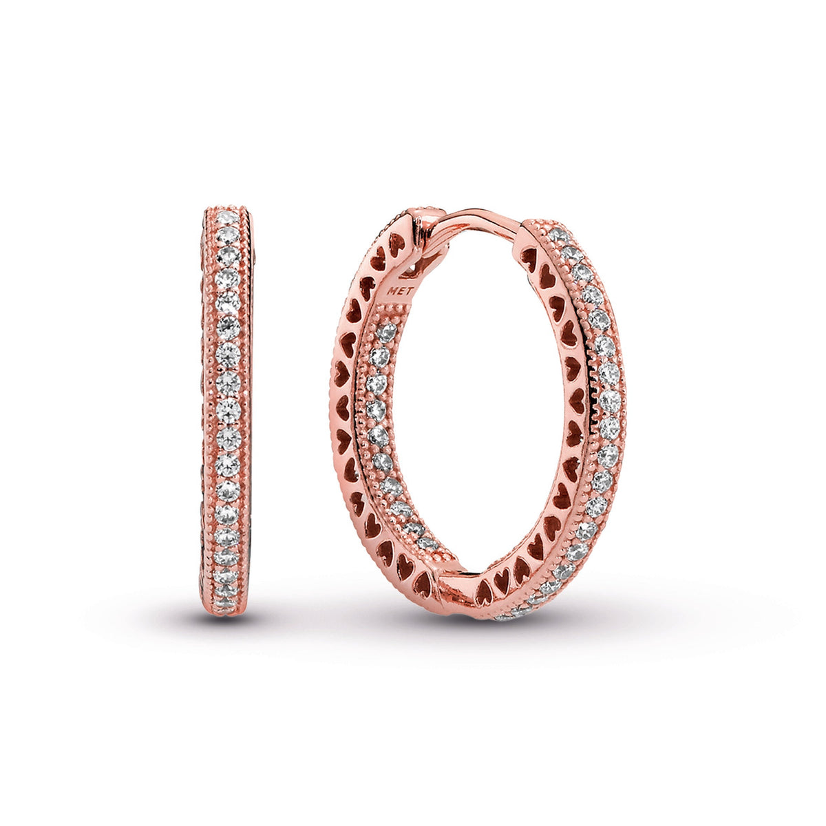 Hoop Earrings – 14k Rose Gold-Plated – Sparkle & Hearts