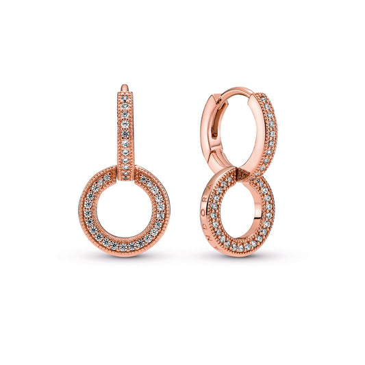 Hoop Earrings – 14k Rose Gold-Plated – Sparkling Double