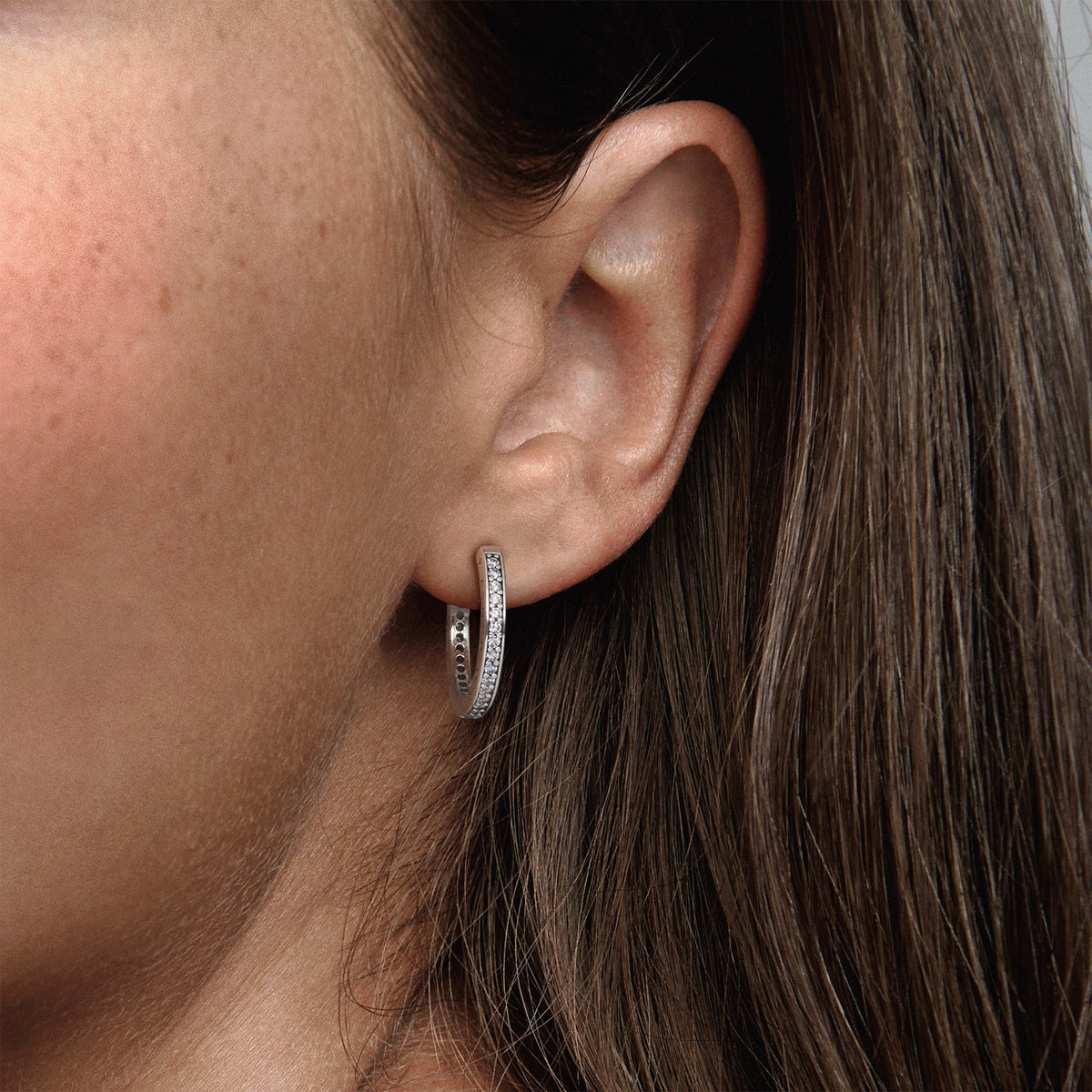 Hoop Earrings – Sterling Silver – PANDORA Pavé
