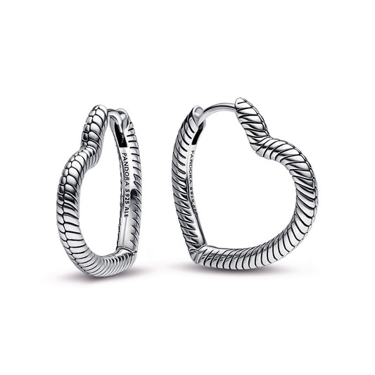 Hoop Earrings – Sterling Silver – Pandora Moments Heart Charm