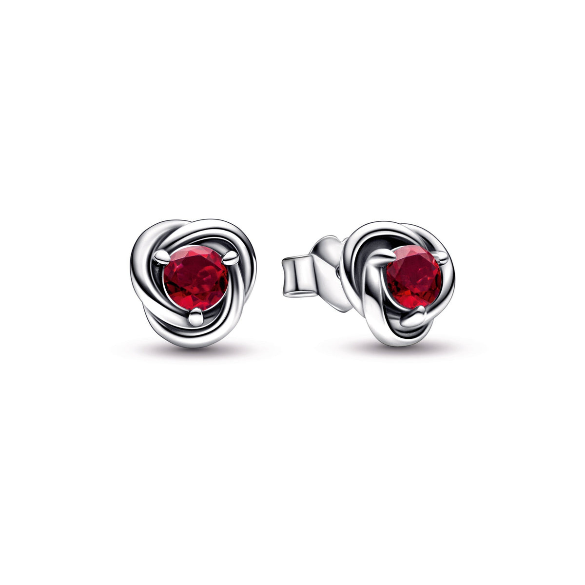 Stud Earrings – Sterling Silver – True Red Eternity Circle