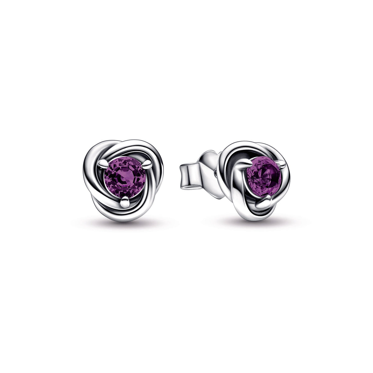 Stud Earrings – Sterling Silver – Purple Eternity Circle