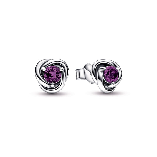 Stud Earrings – Sterling Silver – Purple Eternity Circle