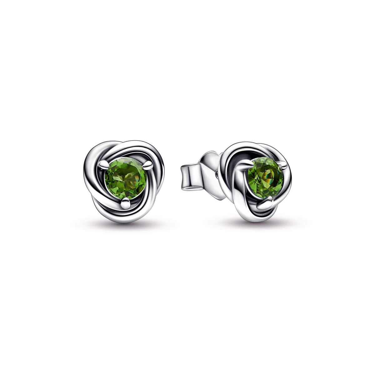 Stud Earrings – Sterling Silver – Spring Green Eternity Circle