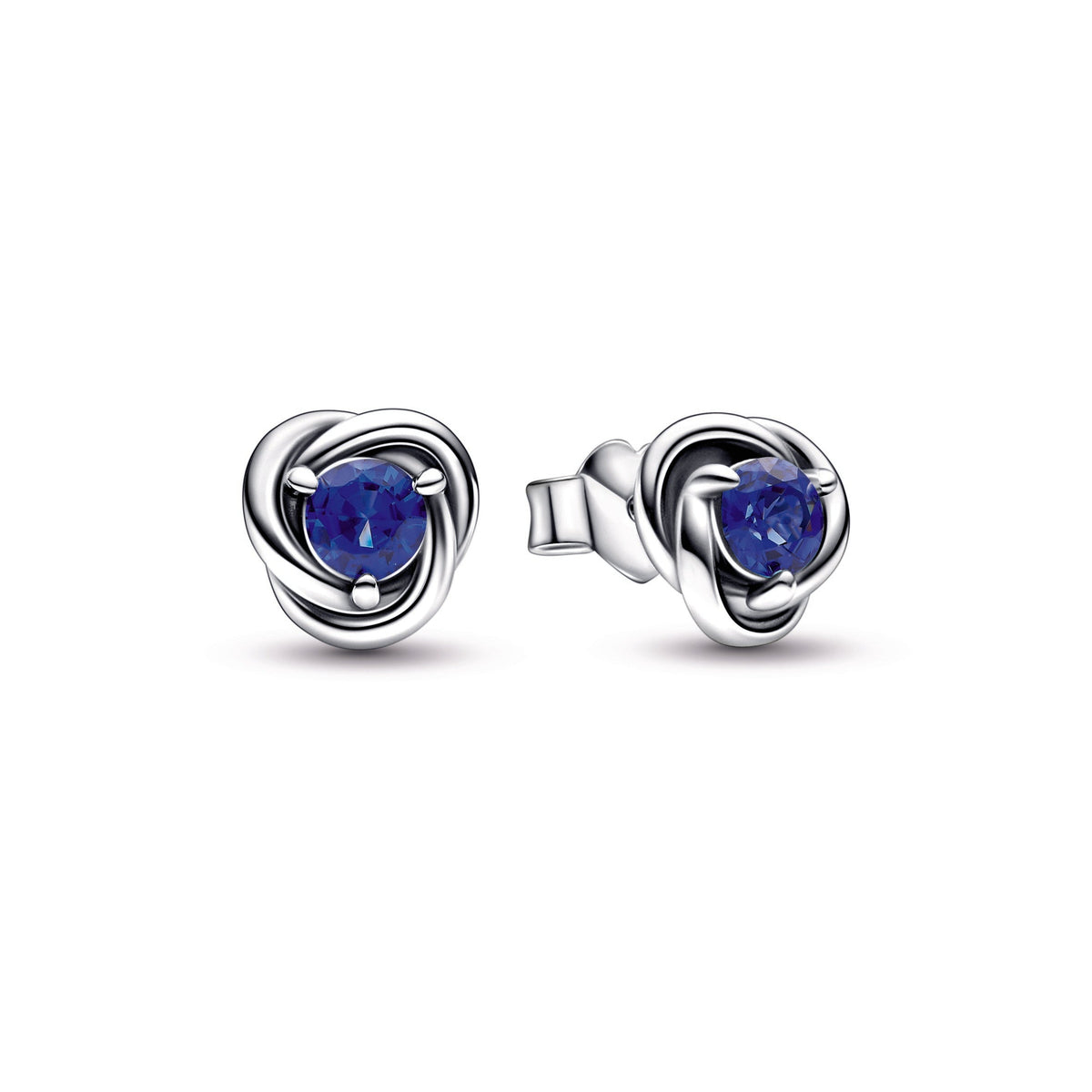 Stud Earrings – Sterling Silver – Blue Eternity Circle