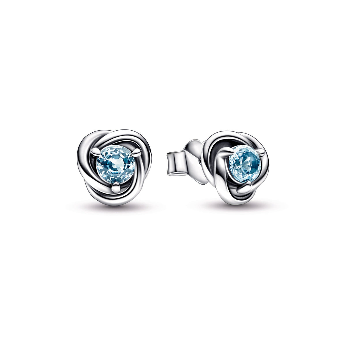 Stud Earrings – Sterling Silver – Sea Aqua Blue Eternity Circle