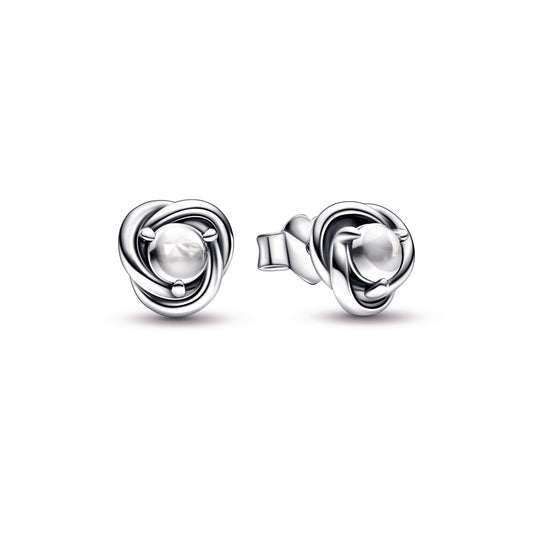 Stud Earrings – Sterling Silver – Clear Eternity Circle
