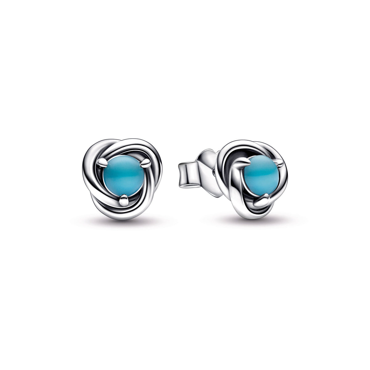 Stud Earrings – Sterling Silver – Turquoise Blue Eternity Circle