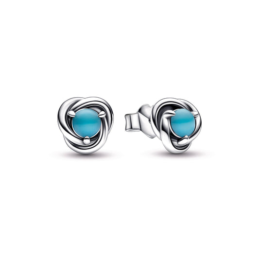 Stud Earrings – Sterling Silver – Turquoise Blue Eternity Circle