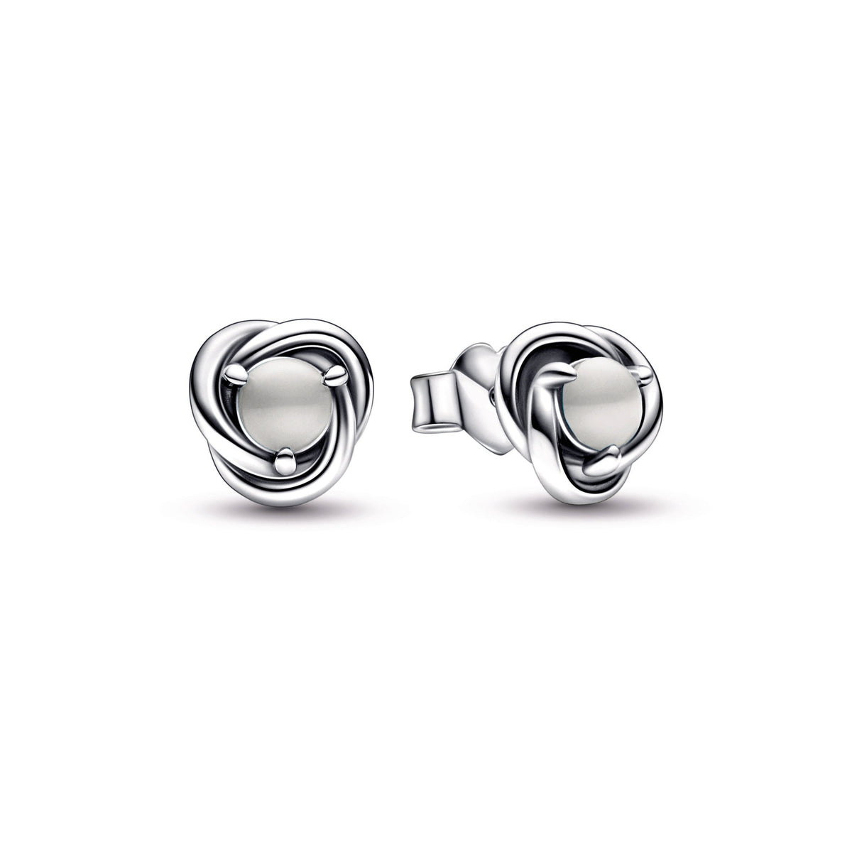Stud Earrings – Sterling Silver – White Eternity Circle