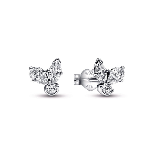 Stud Earrings – Sterling Silver – Sparkling Herbarium Cluster
